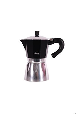 Hes-6 Espresso Kahve Makinesi Alüminyum Moka Pot 240 Ml Siyah