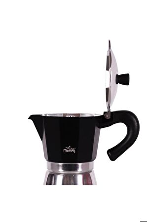 Hes-6 Espresso Kahve Makinesi Alüminyum Moka Pot 240 Ml Siyah