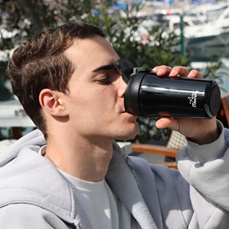 Any Morning SI232021 İki Ağızlı Termos Mug Siyah 400 ml