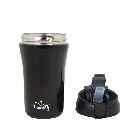 Any Morning SI232021 İki Ağızlı Termos Mug Siyah 400 ml