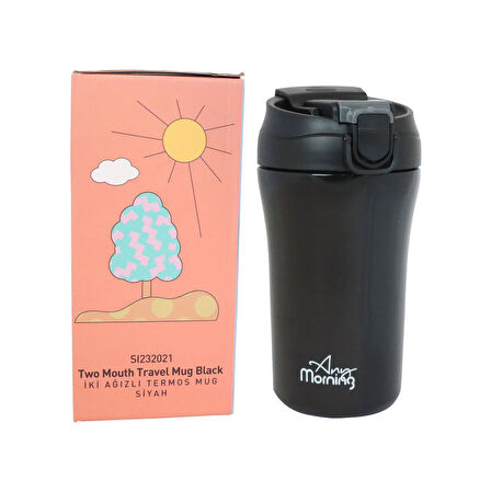 Any Morning SI232021 İki Ağızlı Termos Mug Siyah 400 ml