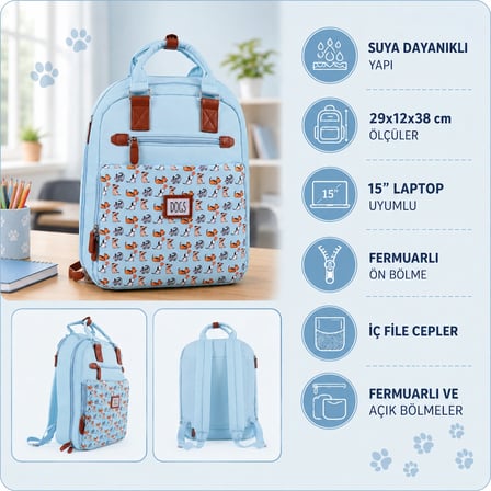 Biggdesign Dogs Laptop Sırt Çantası Mavi