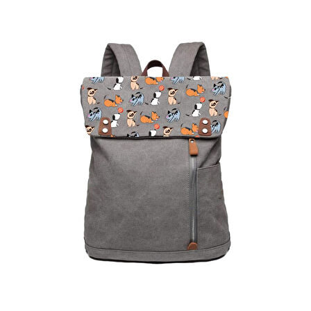 Biggdesign Dogs Vintage Laptop Sırt Çantası Gri