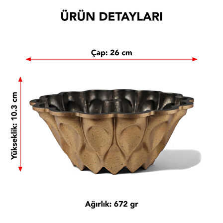 Serenk Fun Cooking Damla Alüminyum Döküm Granit Kaplama Kek Kalıbı 26 cm Sarı