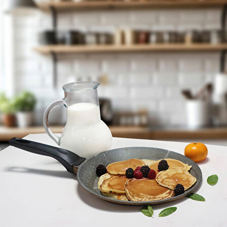 Serenk Fun Cooking Defne Alüminyum Döküm Granit Kaplama Krep Tava 22 cm Sarı