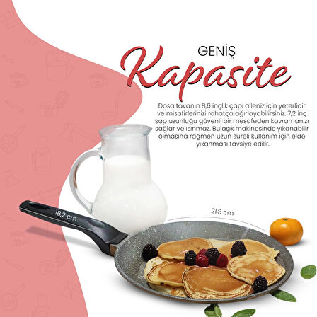 Serenk Fun Cooking Defne Alüminyum Döküm Granit Kaplama Krep Tava 22 cm Sarı