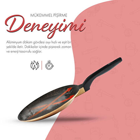 Serenk Fun Cooking Defne Alüminyum Döküm Granit Kaplama Krep Tava 22 cm Sarı