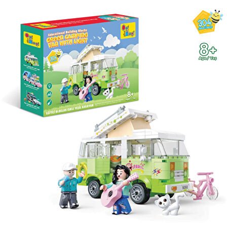Ogi Mogi Toys Eğitici Bloklar Işıklı Yeşil Karavan 304 Parça, Lego Uyumlu Yapı Seti