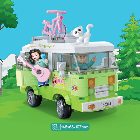 Ogi Mogi Toys Eğitici Bloklar Işıklı Yeşil Karavan 304 Parça, Lego Uyumlu Yapı Seti