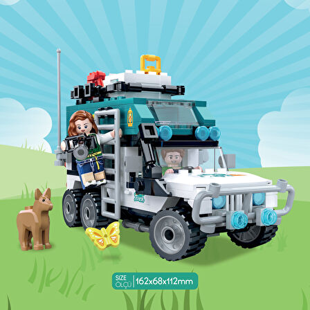 Ogi Mogi Toys Eğitici Bloklar Işıklı Mavi Karavan 298 Parça, Lego Uyumlu Yapı Seti
