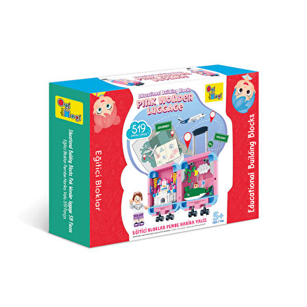 Ogi Mogi Toys Eğitici Bloklar Pembe Harika Valiz 519 Parça, Lego Uyumlu Yapı Seti