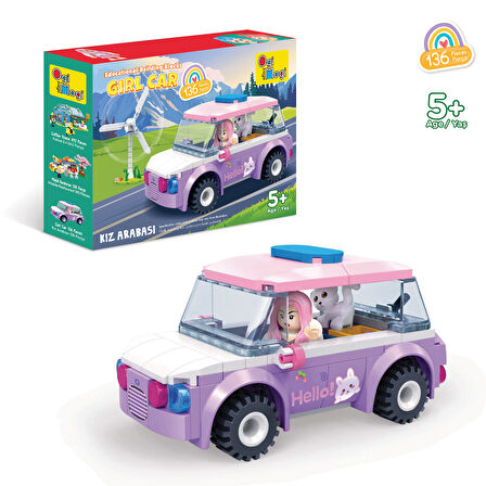 Ogi Mogi Toys Eğitici Bloklar Kız Arabası 136 Parça, Lego Uyumlu Yapı Seti