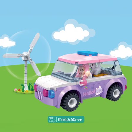 Ogi Mogi Toys Eğitici Bloklar Kız Arabası 136 Parça, Lego Uyumlu Yapı Seti