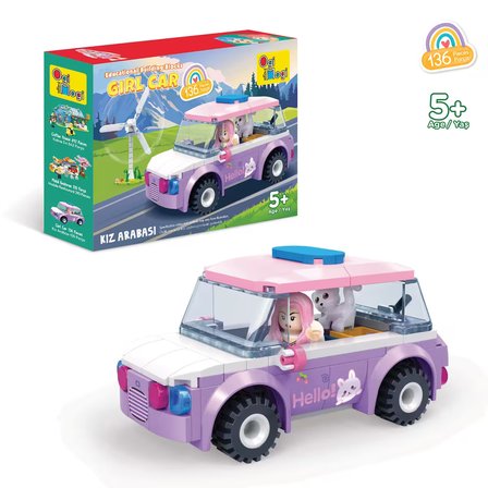 Ogi Mogi Toys Eğitici Bloklar Kız Arabası 136 Parça, Lego Uyumlu Yapı Seti