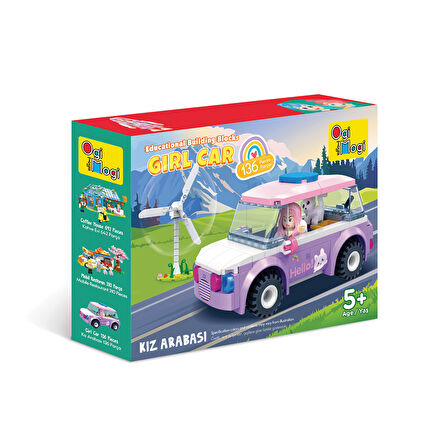 Ogi Mogi Toys Eğitici Bloklar Kız Arabası 136 Parça, Lego Uyumlu Yapı Seti