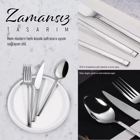 Serenk Barselona Çelik Çatal Kaşık Bıçak Takımı 24 Parça