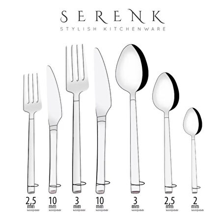 Serenk Barselona Çelik Çatal Kaşık Bıçak Takımı 24 Parça