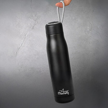Any Morning BA21547 Paslanmaz Çelik Termos 600 ml Siyah, Çift Duvar Yalıtımlı, Sızdırmaz Kapak