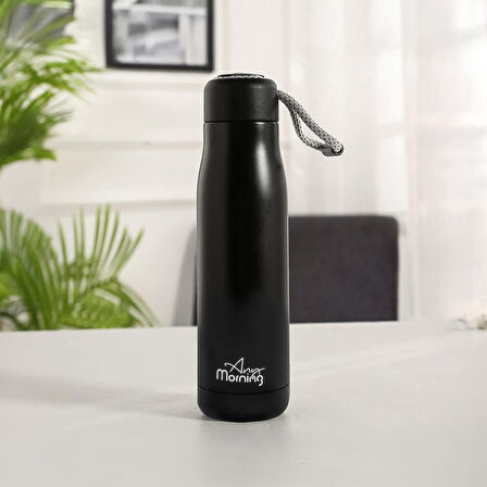 Any Morning BA21547 Paslanmaz Çelik Termos 600 ml Siyah, Çift Duvar Yalıtımlı, Sızdırmaz Kapak