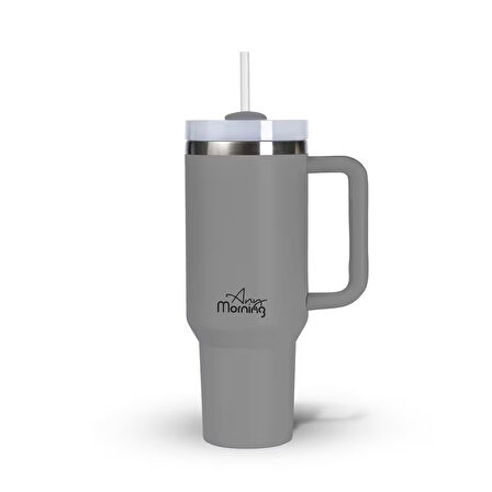 Any Morning SI2440217 Çift Katman Paslanmaz Çelik Termos Mug 1200 Ml Gri, Sızdırmaz ve Üç Aşamalı Çevrilebilir Kapak