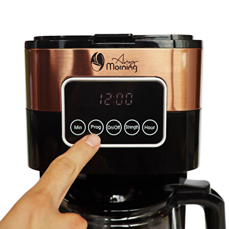 Any Morning SH21615S Dokunmatik Ekranlı Zaman ve Aroma Ayarlı Filtre Kahve Makinesi Bakır Rengi