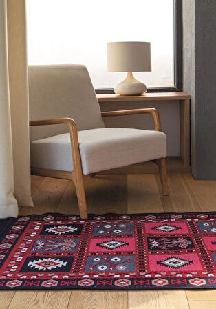 Bigghome Çift Taraflı Kilim, Makinede Yıkanabilir, Modern Desenli, 80*150 cm, SA1619B