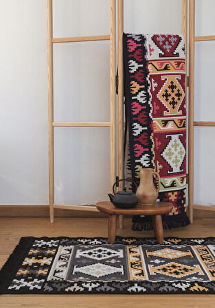 Bigghome Çift Taraflı Kilim, Makinede Yıkanabilir, Modern Desenli, 80*150 cm, SA1590A