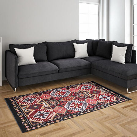 Bigghome Kilim, Makinede Yıkanabilir, Modern Desenli, 80*150 cm, SA25EU