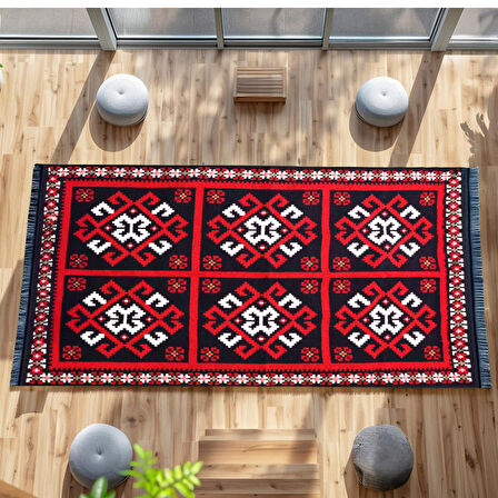 Bigghome Kilim, Makinede Yıkanabilir, Modern Desenli, 80*150 cm, SA25MK