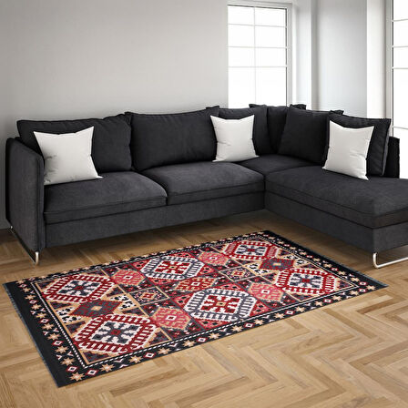 Bigghome Kilim, Makinede Yıkanabilir, Modern Desenli, 80*150 cm, SA25HC