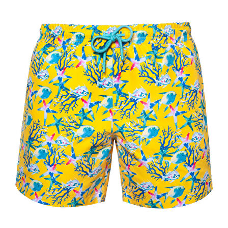 Anemoss Akvaryum Üç Cepli İçi Fileli Bel Lastik ve Bağlama İpli Erkek Deniz Şortu