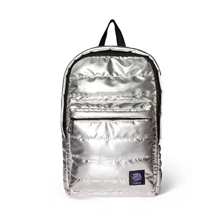 Biggdesign Moods Up Calm Kapitone Su Geçirmez Kumaşlı Okul ve Laptop Sırt Çantası Gümüş Renk