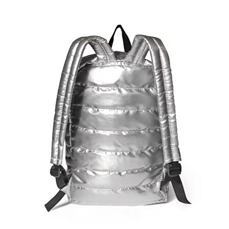 Biggdesign Moods Up Calm Kapitone Su Geçirmez Kumaşlı Okul ve Laptop Sırt Çantası Gümüş Renk