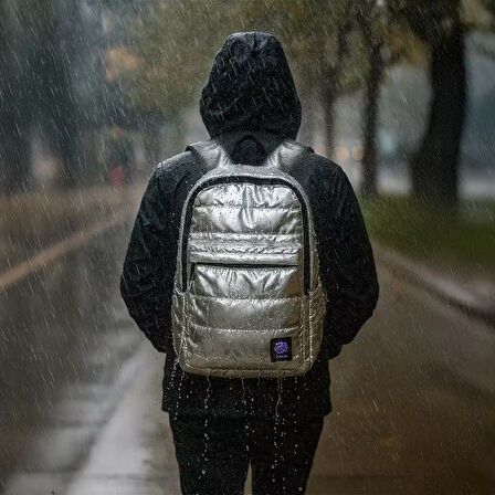 Biggdesign Moods Up Calm Kapitone Su Geçirmez Kumaşlı Okul ve Laptop Sırt Çantası Gümüş Renk