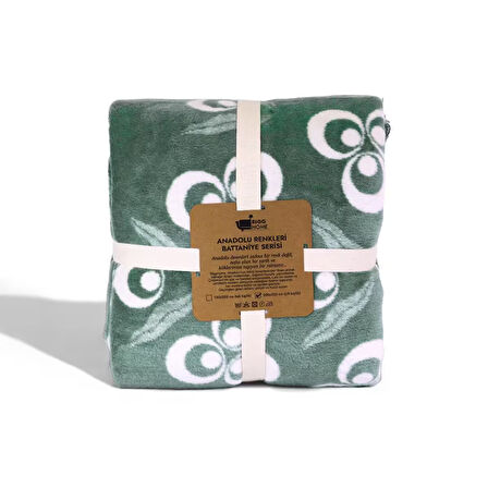 Bigghome Çintemani Yeşil Çift Kişilik Battaniye 200 x 220 cm