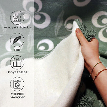 Bigghome Çintemani Yeşil Tek Kişilik Battaniye 150 x 200 cm