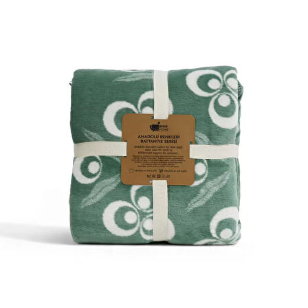 Bigghome Çintemani Yeşil Tek Kişilik Battaniye 150 x 200 cm