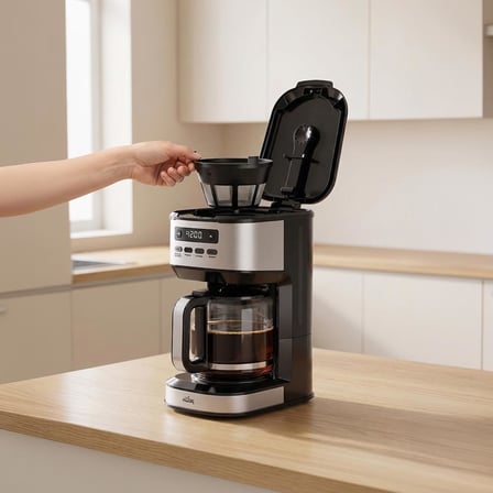 Any Morning SIN2634 Dijital Ekranlı Zaman ve Aroma Ayarlı 1,8 Lt Cam Hazneli Filtre Kahve Makinesi