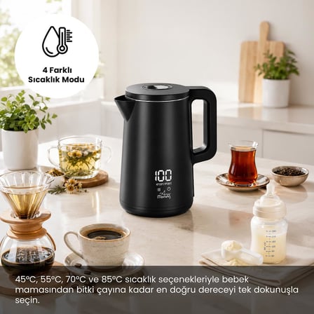 Any Morning SIN2633 Dijital Göstergeli 1.8 Lt Çelik Su Isıtıcı