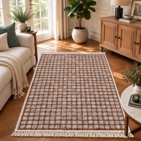 Bigghome Çift Taraflı Kilim 120*180 cm SA26EK Makinede Yıkanabilir Modern Desenli