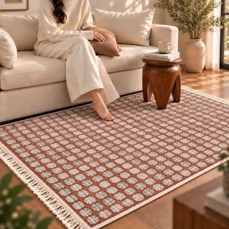 Bigghome Çift Taraflı Kilim 120*180 cm SA26EK Makinede Yıkanabilir Modern Desenli