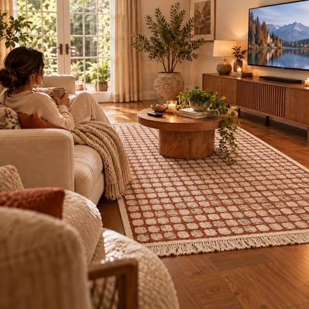 Bigghome Çift Taraflı Kilim 120*180 cm SA26EK Makinede Yıkanabilir Modern Desenli