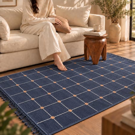 Bigghome Çift Taraflı Kilim 120*180 cm SA26TA Makinede Yıkanabilir Modern Desenli