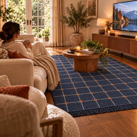 Bigghome Çift Taraflı Kilim 120*180 cm SA26TA Makinede Yıkanabilir Modern Desenli