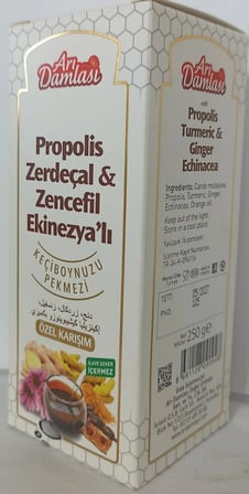 Arı Damlası Propolis Zerdeçal Zencefil Ekinezyalı Keçibounuzu Özü (Yetişkinler) 250 ml.