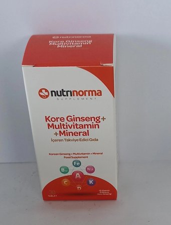 Nutrinorma Kore Ginseng Multivitamin Mineral Takviye Edici Gıda 30 Tablet