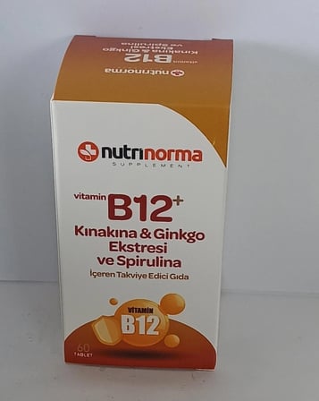 Nutrinorma b12 Kınakına & Ginkgo Ektresi VE Spirlina 60 tablet