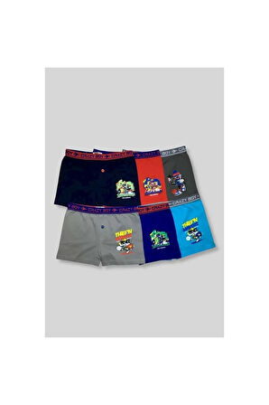 Erkek Çocuk Likralı Baskılı Boxer 6`lı