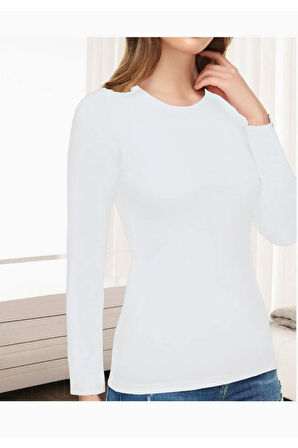 Kadın Elastan Uzun Kol Beyaz Atlet 3'lü Paket Yeni Sezon