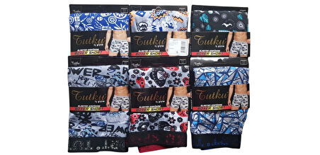 Tutku Erkek Elas EMP Spor Boxer 6'lı Kombin